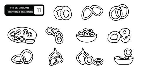 Fried onions icon collection, editable and resizable vector icon templates