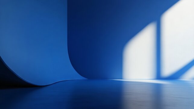 Modern abstract blue background wall in stylish studio room ideal for product presentations, marketing displays, creative visual content, and professional photography backdrops
