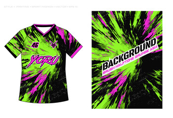 sublimation jersey design background brush paint sun rise thunder badminton grunge abstract sport pattern