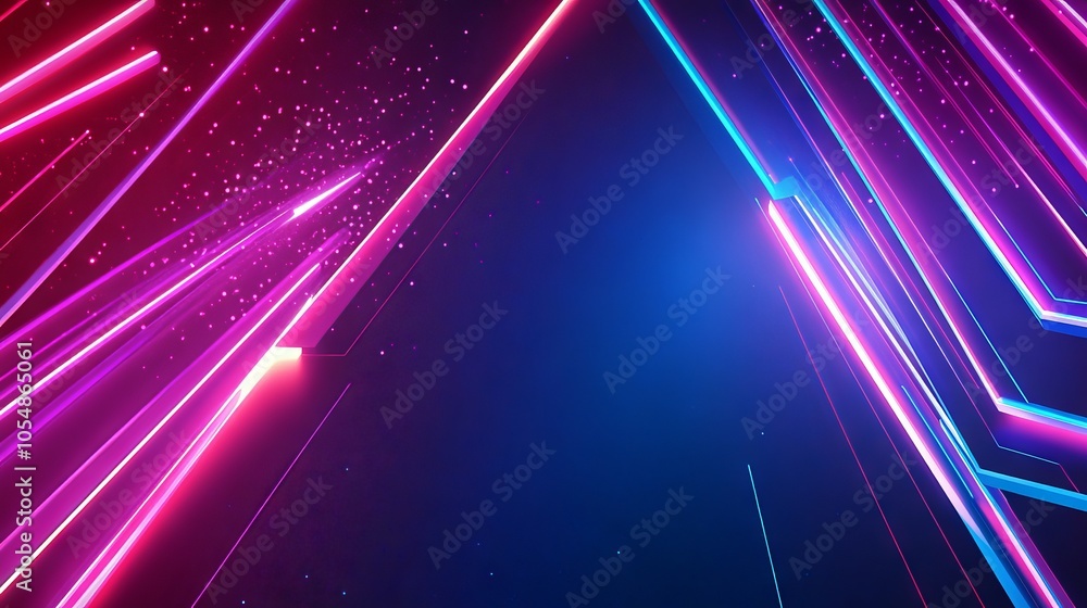 Poster vibrant abstract neon light background with dynamic glowing colors and geometric patterns for modern