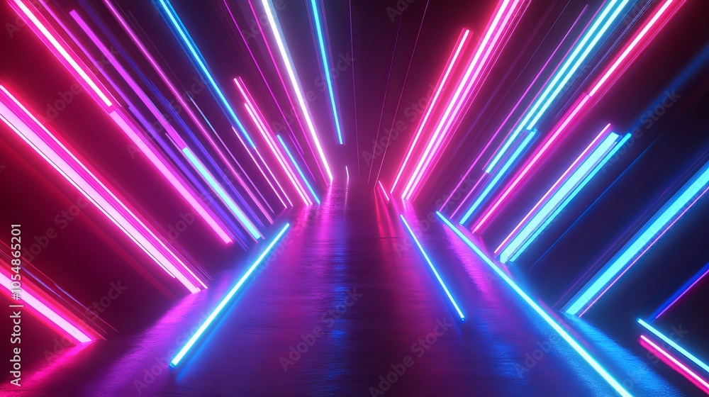 Aufkleber vibrant abstract neon light background with dynamic glowing colors and geometric patterns for modern