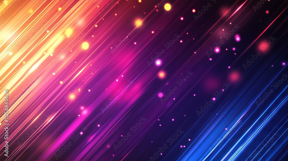 Poster vibrant abstract neon light background with dynamic glowing colors and geometric patterns for modern
