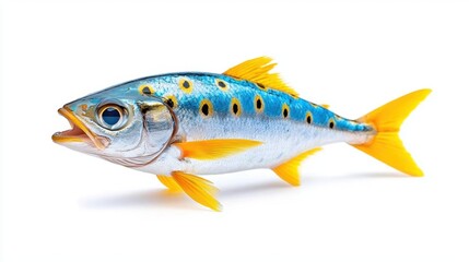 Naklejka premium A photostock of sardines on a white background, raw and fresh.