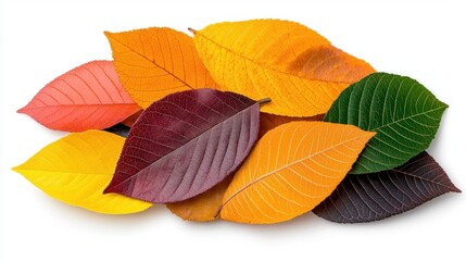Obraz premium A photostock of vibrant spring leaves on a white background, nature and fresh.