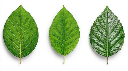 Fototapeta premium A photostock of vibrant spring leaves on a white background, nature and fresh.