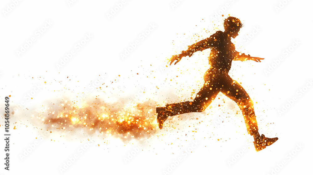 Poster 3d abstract dancer with tech light trails concept motion blur innovation exercise technology france 