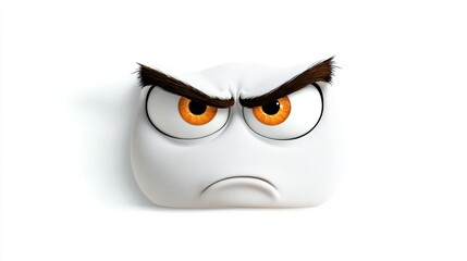 Fototapeta premium Angry Cartoon Face with Stirring Eyes and Eyebrows