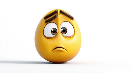 Sad Cartoon Egg Character with Big Eyes and Frown