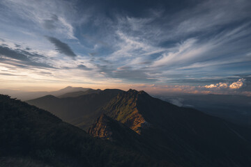 八ヶ岳 赤岳頂上山荘からの夕焼け空