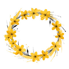 Fototapeta premium Circle flower color brush stroke on transparent background