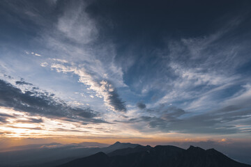 八ヶ岳 赤岳頂上山荘からの夕焼け空
