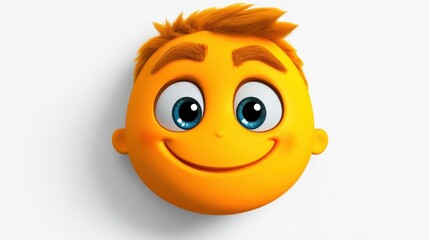 Cheerful cartoon face with bright smile and large eyes