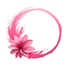 Circle flower color brush stroke on transparent background