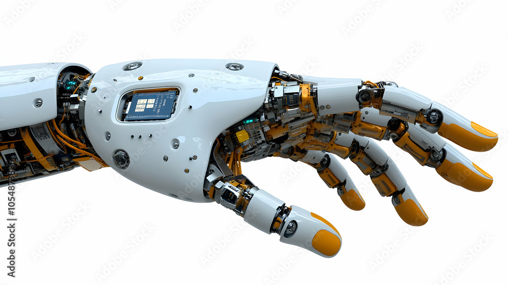 Aufkleber 3d close-up ai chip robotic hand macro shot intricate details connectivity technological progress ai