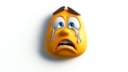 Fototapeta premium Sad cartoon character with tears on a white background