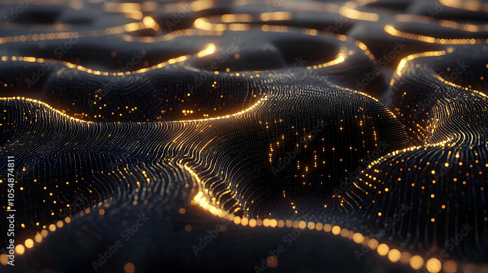 Poster 3d close-up neural network connections concept macro imagery glowing lines dark background ai develo
