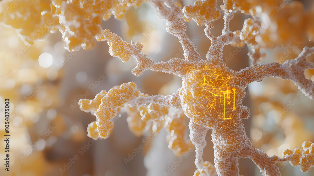 Poster 3d close up neuron firing macro image fitness data visualization tech connection mind body achieving