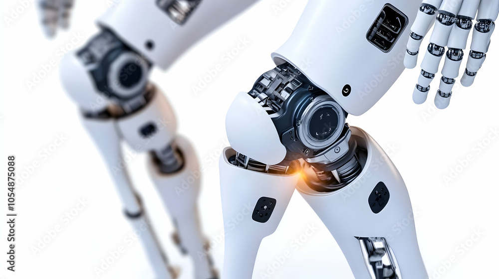 Poster 3d close up robotic exoskeleton joint macro image mechanical components exercise tech innovations us