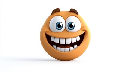 Cheerful Cartoon Face with Big Smile and Bright Eyes