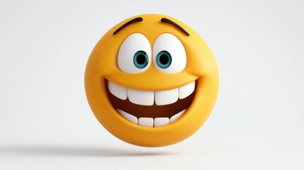Fototapeta premium Happy Emoji Face with Big Smile and Bright Eyes