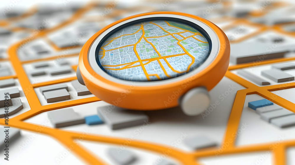 Poster 3d macro close up smartwatch hologram map projecting navigation route planning technology icon usa