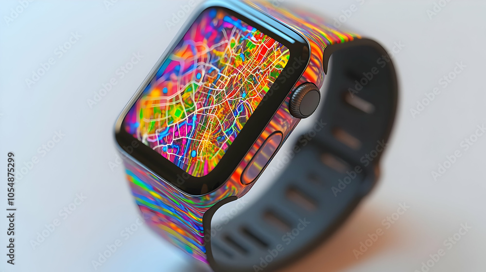 Poster 3d close up smartwatch hologram map concept macro image navigation milestones exercise tech usa 3d i