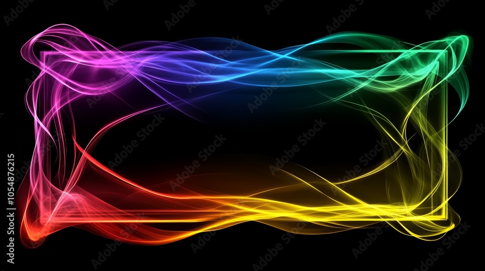 Poster abstract background with dynamic colorful lines and shapes, creating a sense of movement energy