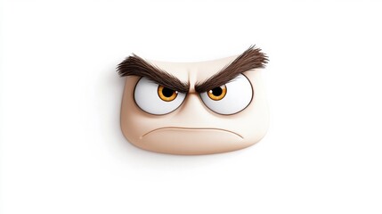 Fototapeta premium Cartoon Face with Angry Expression and Wide Eyes