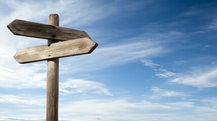 Rustic wooden signpost with opposing arrows, a symbol of choice and diverging paths