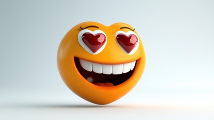 Fototapeta premium Cheerful Heart Emoji with Love Eyes