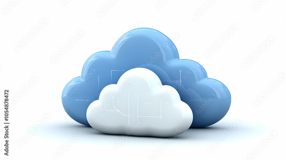 Poster 3d glossy cloud network diagram static shot ample copy space right text branding development compete