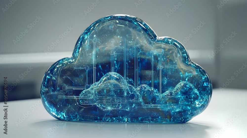 Poster 3d glossy cloud network concept static shot diagram plain background ample copy space right text bra