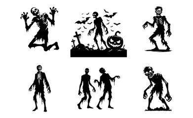 Obraz premium Zombie black white logo icon illustration template