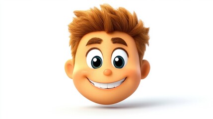 Cheerful Cartoon Boy with Friendly Expression