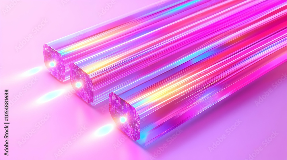 Poster 3d macro shot fiber optic cables high speed data transfer light beams concept cloud computing effici