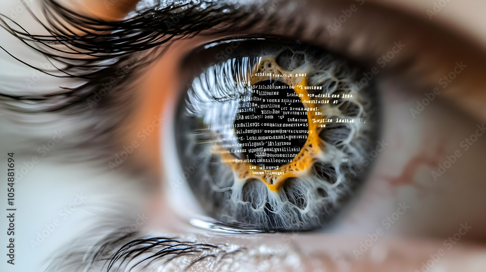 Poster 3d macro shot developer eye code reflection futuristic technology fusion close-up focus intensity hu