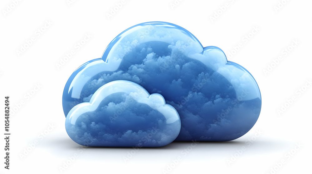 Poster 3d cloud email icon on plain background, glossy static shot symbolizing cloud communication competen