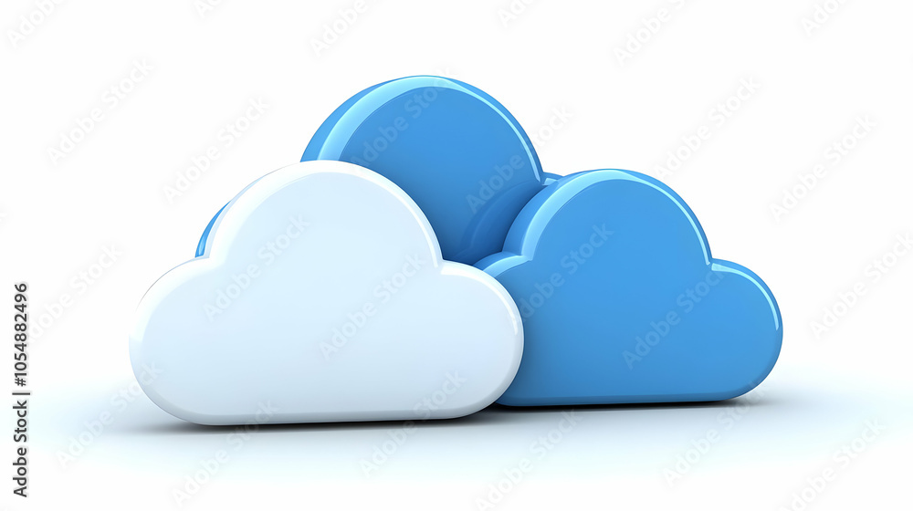Poster 3d plain background glossy cloud email icon static shot communication competence cloud development i