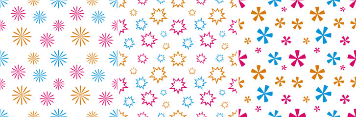 Colorful Retro Starburst Pattern Set on White Background