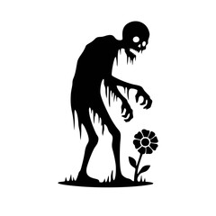 Zombie black white  logo icon illustration template