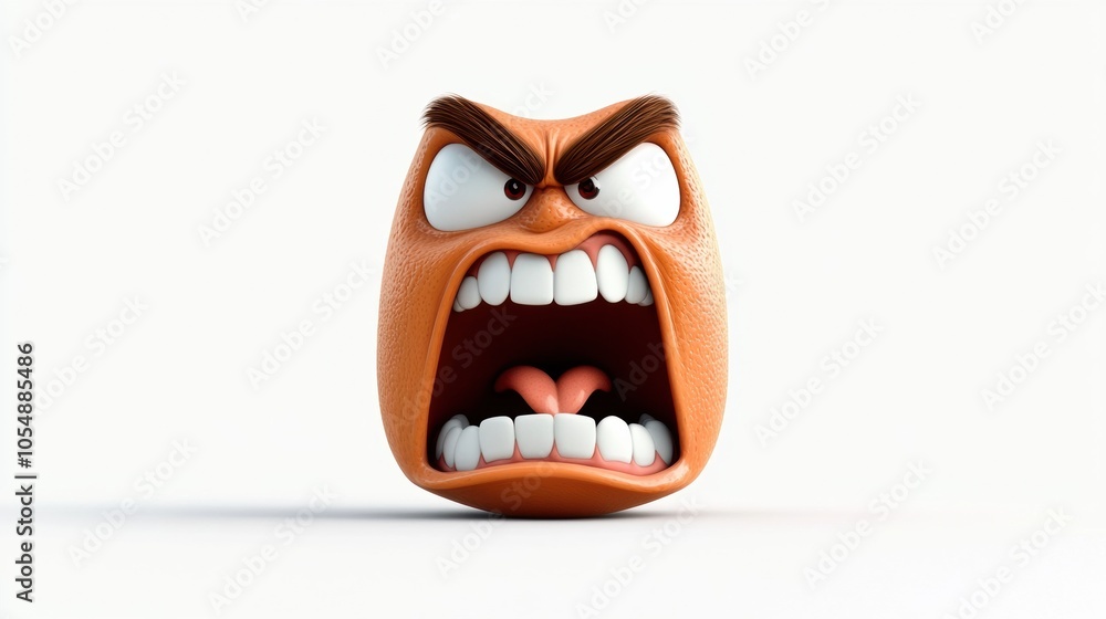 Poster cartoon character with angry expression and features