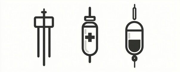 Intravenous medical treatments depicted in a clean, detailed IV drip glyph icon.