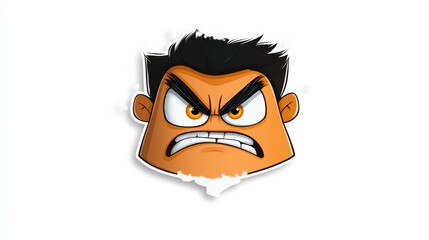 Fototapeta premium Angry Cartoon Face with Intense Expression