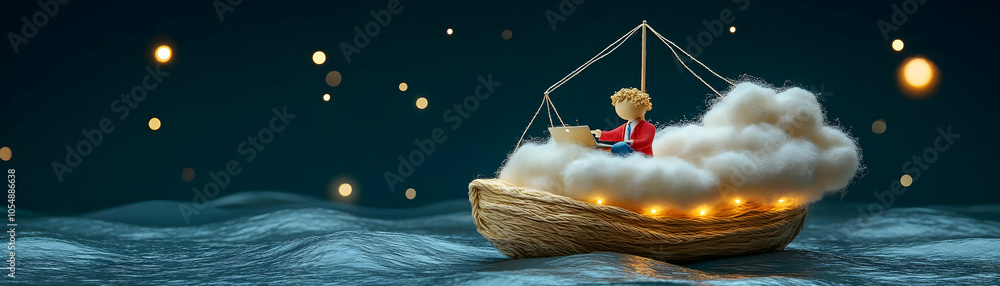 Poster abstract teamwork cloud solutions professionals collaboration business setting soft waves bokeh part