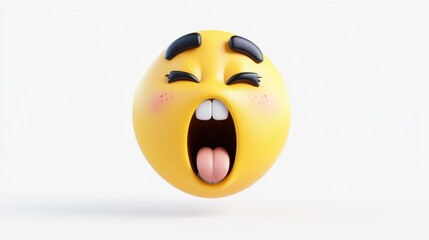Fototapeta premium Happy Emoji with Yawning Expression and Cute Features