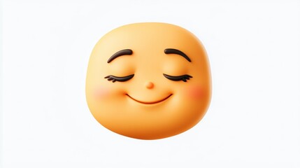Fototapeta premium Smiling Emoji Face with Closed Eyes and Blush