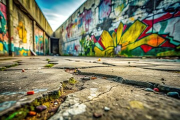 Naklejka premium Weathered concrete with graffiti and cracks grunge texture