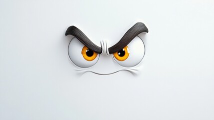 Fototapeta premium Cartoon Face with Angry Expression and Bold Eyebrows
