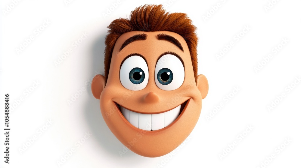 Poster cheerful animated character with smiling face