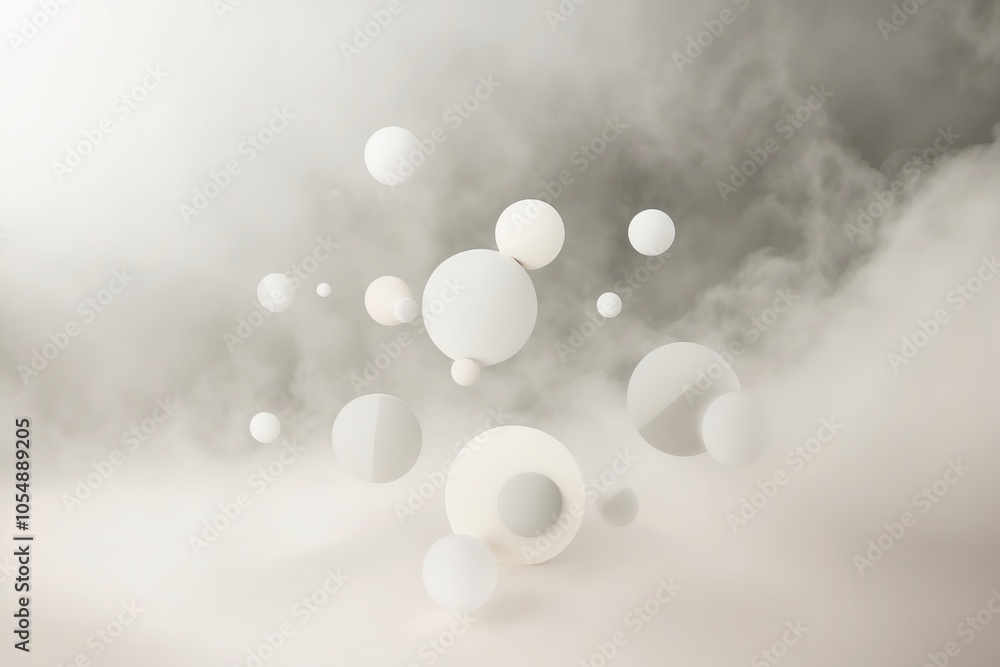 Wall mural geometric circles layered in a transparent fog. created with generative ai technology